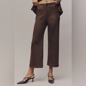 The Colette Suede Crop High-Rise Wide-Leg Pants by Maeve 32R